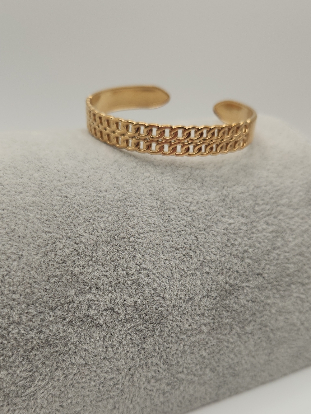 18k Gold Plated Stainless Steel Chain Link Cuff Bracelet Minimalist Jewelry